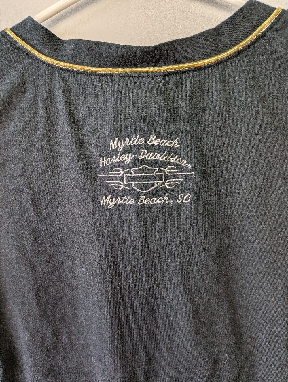 Harley-Davidson Black V-Neck Tee with Gold Wing Graphic - Picture 6 of 9